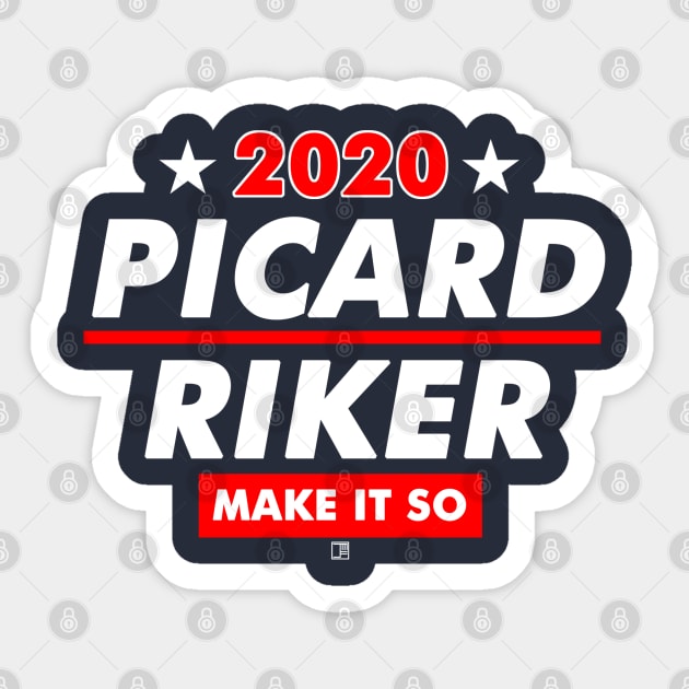 Picard and Riker 2020 Presidential Election Sticker by jasonyerface